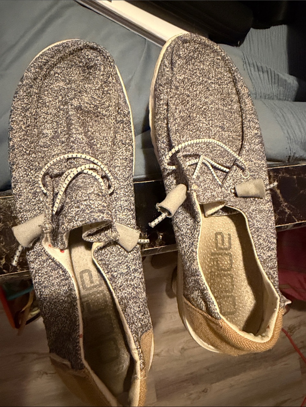 Hey Dude Heather Gray Knit Lace-Up Slip-On Loafers